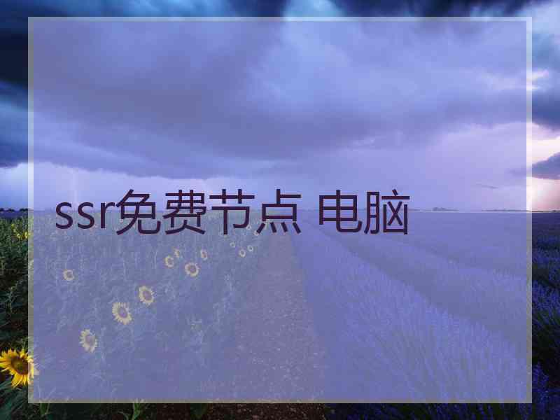 ssr免费节点 电脑