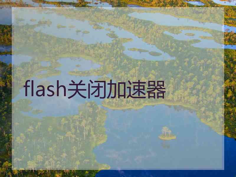 flash关闭加速器