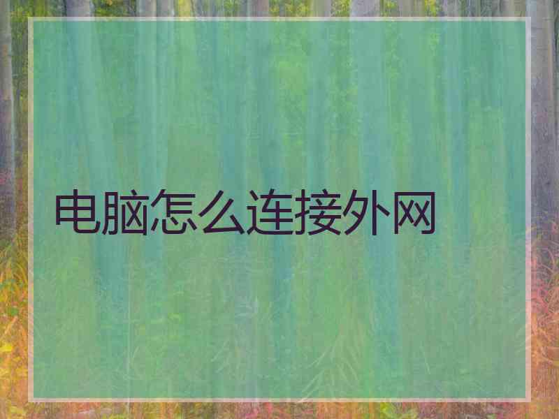 电脑怎么连接外网