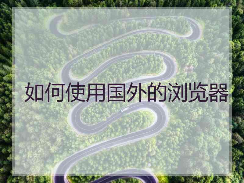 如何使用国外的浏览器