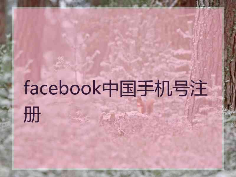 facebook中国手机号注册