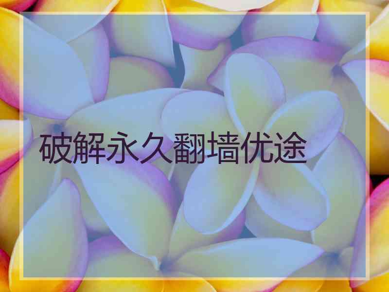 破解永久翻墙优途