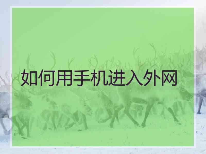 如何用手机进入外网