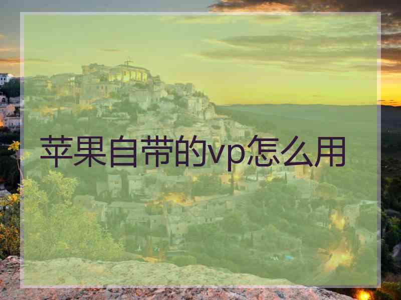 苹果自带的vp怎么用