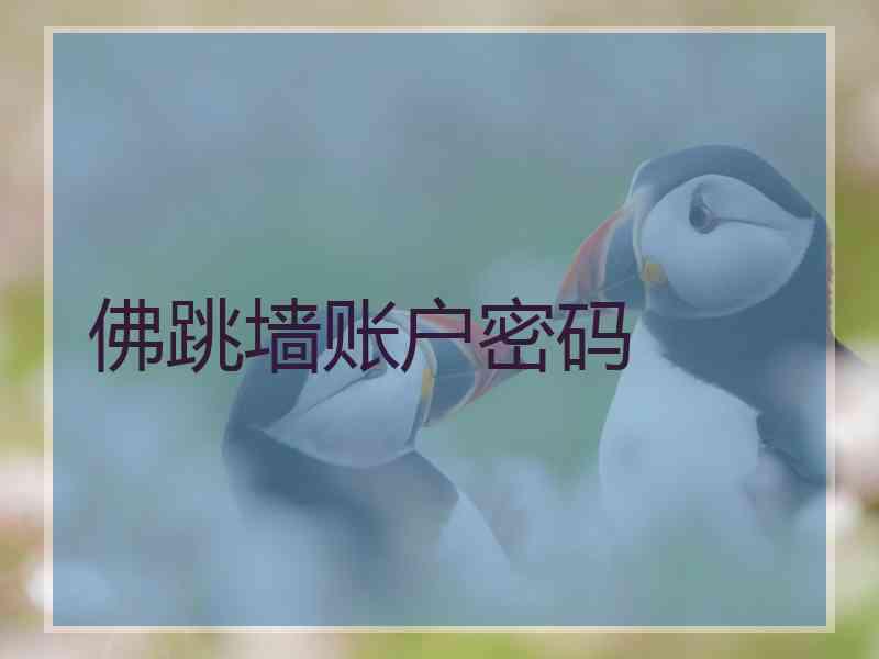 佛跳墙账户密码