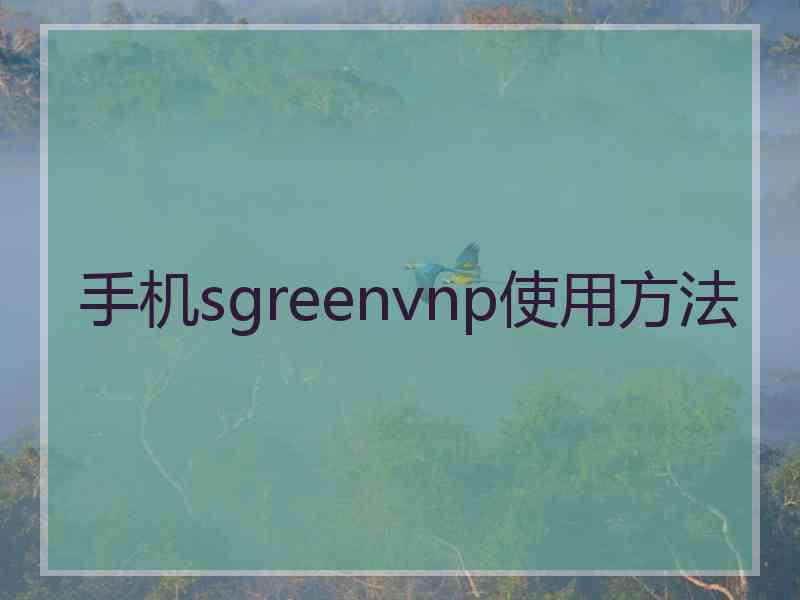 手机sgreenvnp使用方法